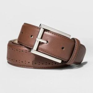 Goodfellow & Co. Men's Brown Faux Leather Laser Cut Belt